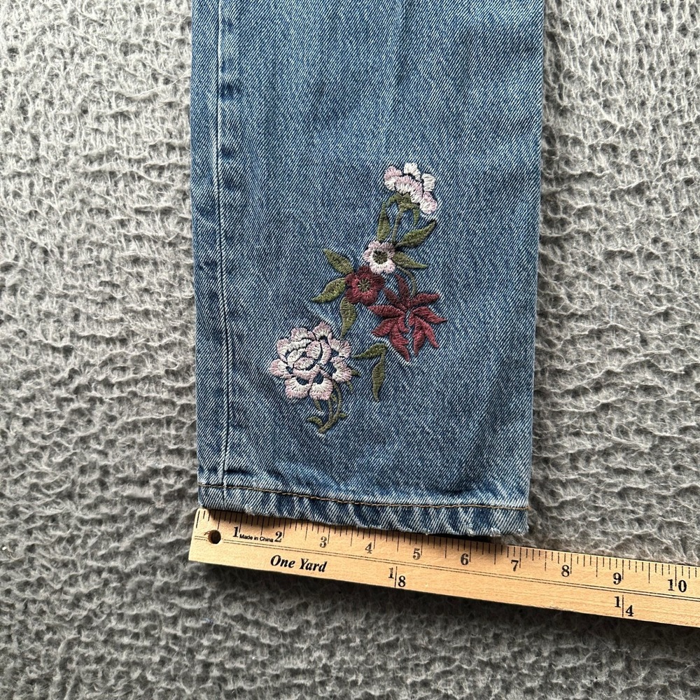 Reformation Jeans Womens 25 Cynthia High Rise Straight‎ Floral Embroidery Blue - Picture 11 of 16